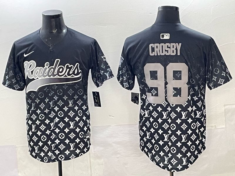 Men 2025 Nike Oakland Raiders 98 Crosby black Limited NFL Jersey 01